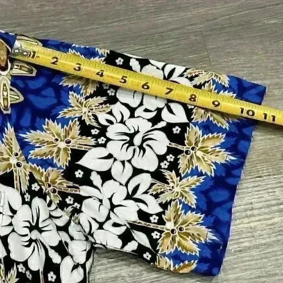 Aloha Hut Mens Hawaiian Button Up Short Sleeve Shirt Sz XL Blue - Mint EUC - Picture 12 of 14